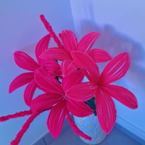 pot de fleur rose